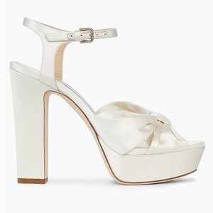 Jimmy Choo Ivory Satin Knot Platform Sandals